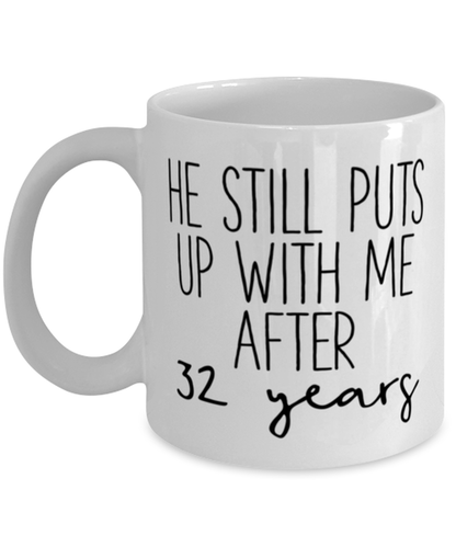 32nd Anniversary Coffee Mug White Ceramic Cup