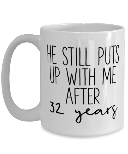 32nd Anniversary Coffee Mug White Ceramic Cup