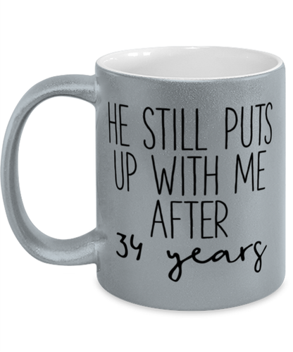 34th Anniversary Coffee Mug White Ceramic Cup