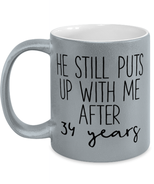 34th Anniversary Coffee Mug White Ceramic Cup