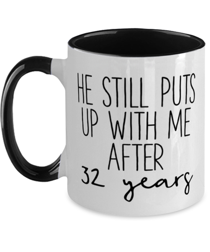 32nd Anniversary Coffee Mug White Ceramic Cup