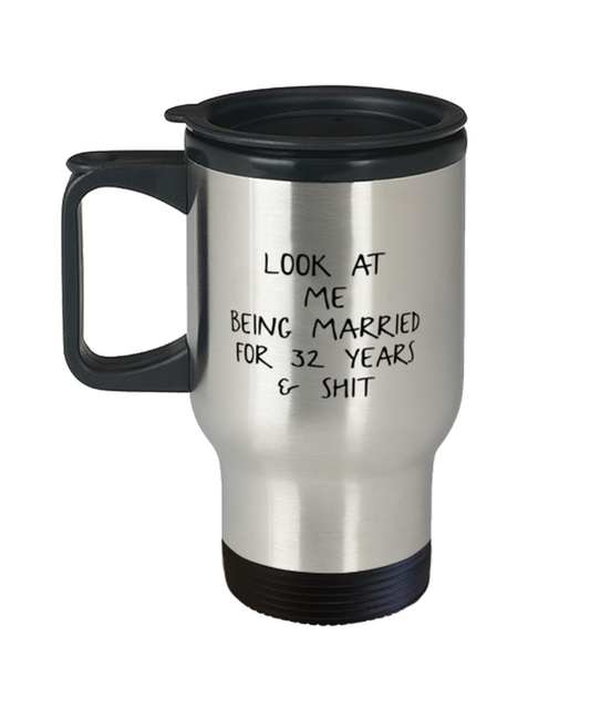 32nd Anniversary Travel Coffee Mug Tumbler Cup