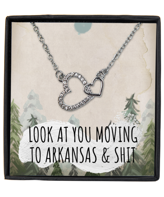 Moving to Arkansas Interlocking Hearts Necklace Jewelry