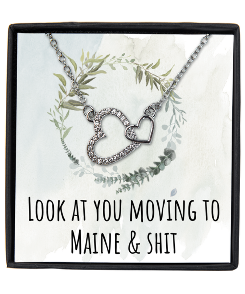 Moving to Maine Interlocking Hearts Necklace Jewelry