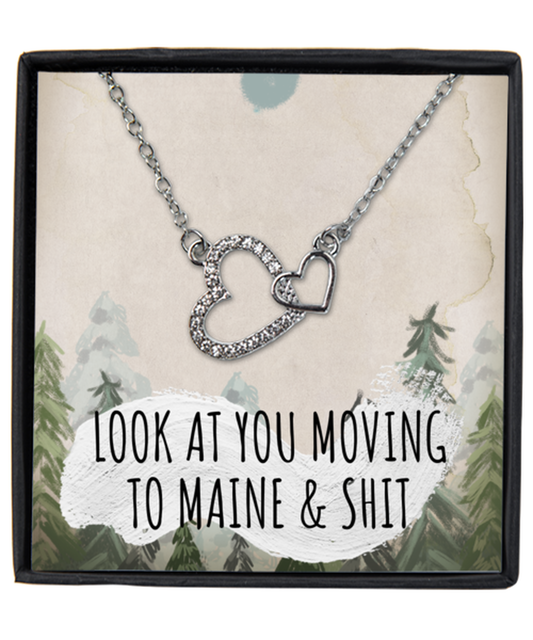 Moving to Maine Interlocking Hearts Necklace Jewelry