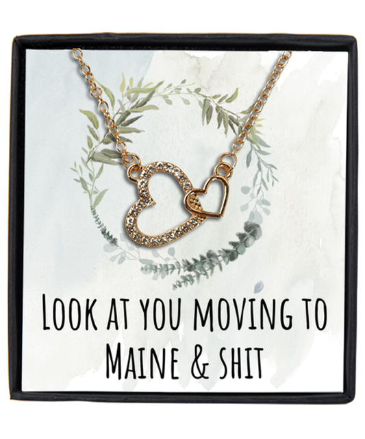 Moving to Maine Interlocking Hearts Necklace Jewelry