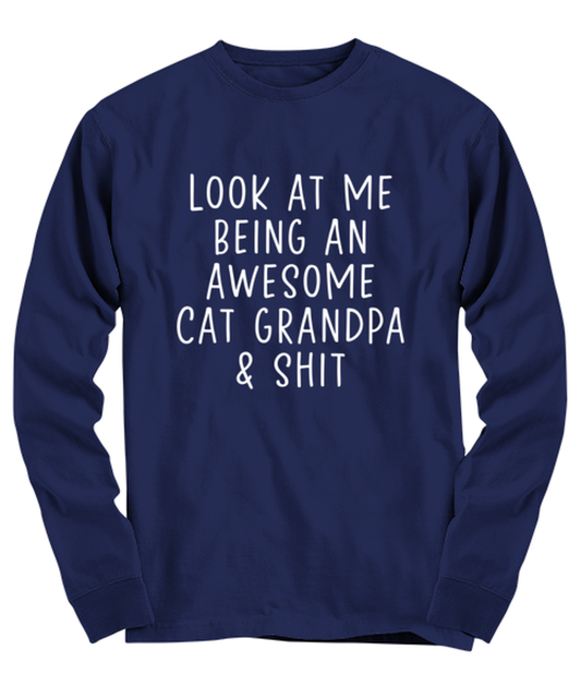 Cat Grandpa Long Sleeve Tee Shirt Longsleeve Tshirt