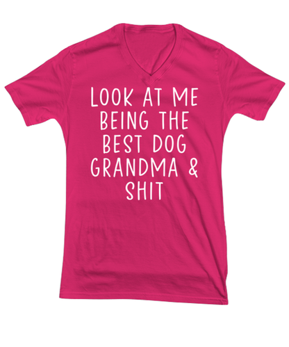 Dog Grandma V Neck Tee Shirt Vneck Tshirt