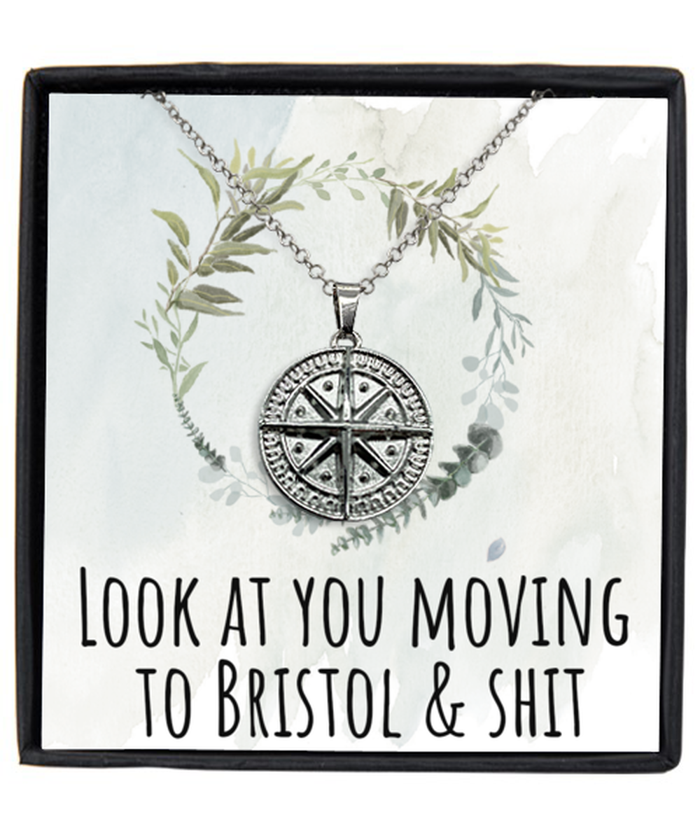 Moving to Bristol United Kingdom UK England Moving Away Necklace Compass Pendant Jewelry Merch