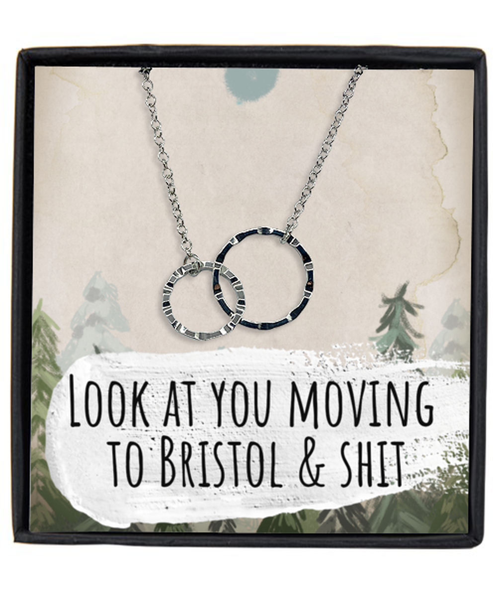 Moving to Bristol United Kingdom UK England Moving Away Necklace Interlocking Rings Pendant Jewelry Merch