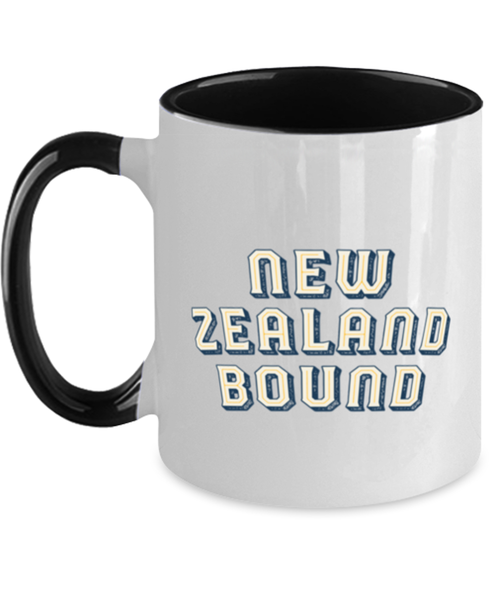 Moving to New Zealand Two Tone Coffee Mug Black Handle Unique Cup