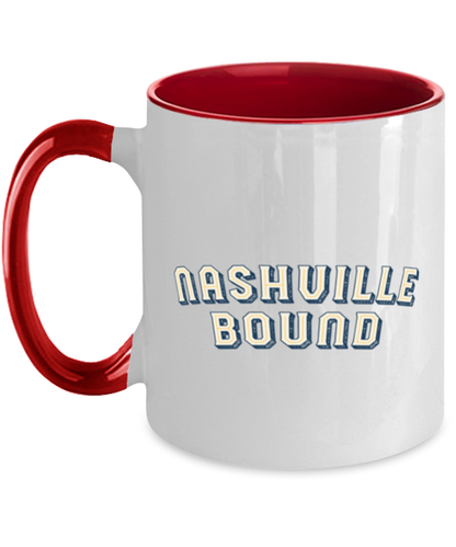 Moving to Nashville Two Tone Coffee Mug Red Handle Unique Cup