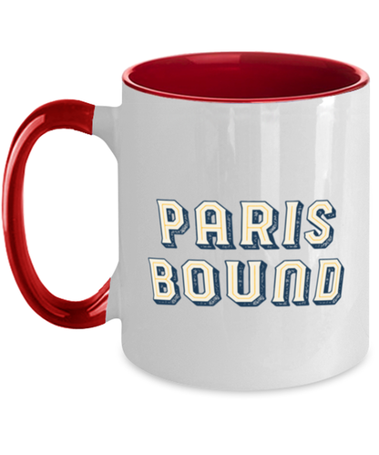 Moving to Paris France Moving Away Housewarming Two Tone Coffee Mug Red Handle Unique Cup