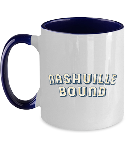 Moving to Nashville Two Tone Coffee Mug Navy Handle Unique Cup