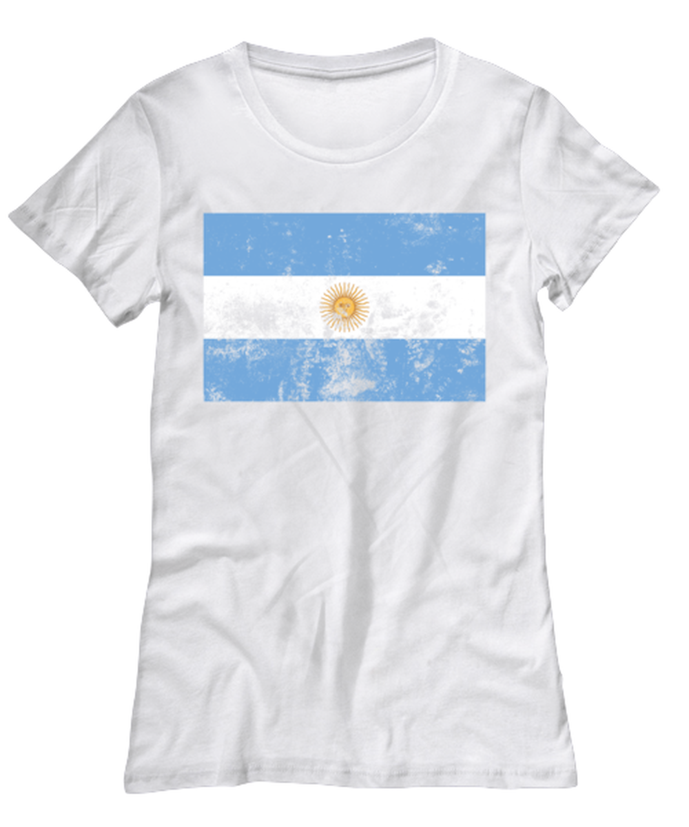 Retro Vintage Style Argentina Argentina Argentine Argentinian Flag Pride Womens T Shirt Unique Tshirt Cool Woman Tee