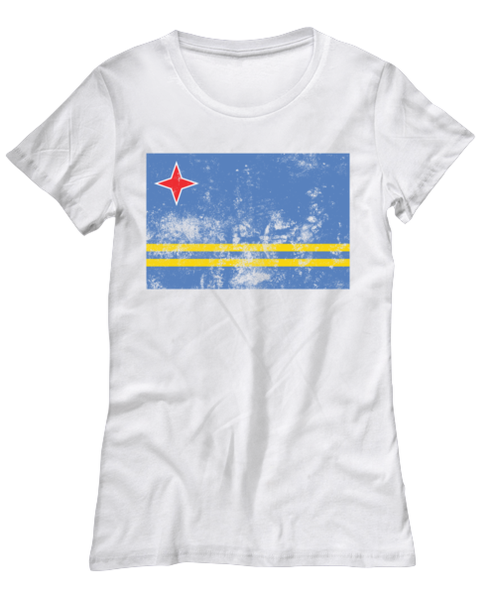 Retro Vintage Style Aruba Aruban Flag Pride Womens T Shirt Unique Tshirt Cool Woman Tee