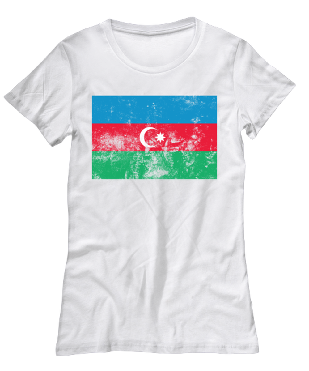 Retro Vintage Style Azerbaijan Azerbaijanis Flag Pride Womens T Shirt Unique Tshirt Cool Woman Tee