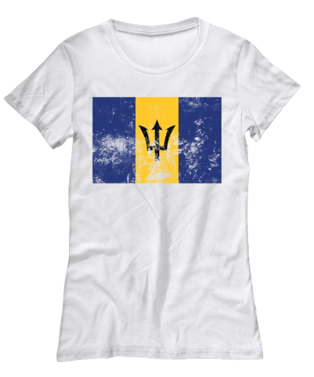 Retro Vintage Style Barbados Barbadian Flag Pride Womens T Shirt Unique Tshirt Cool Woman Tee