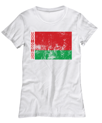 Retro Vintage Style Belarus Belarusian Flag Pride Womens T Shirt Unique Tshirt Cool Woman Tee