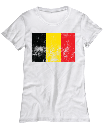 Retro Vintage Style Belgium Belgian Flag Pride Womens T Shirt Unique Tshirt Cool Woman Tee