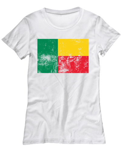 Retro Vintage Style Benin Flag Pride Womens T Shirt Unique Tshirt Cool Woman Tee