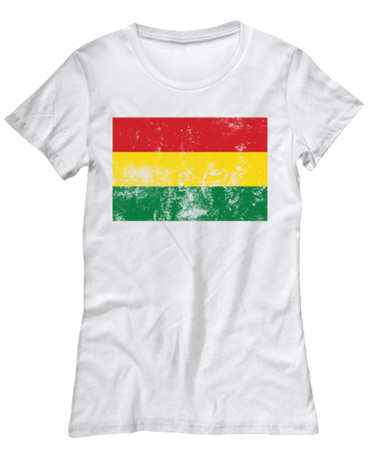 Retro Vintage Style Bolivia Bolivian Flag Pride Womens T Shirt Unique Tshirt Cool Woman Tee