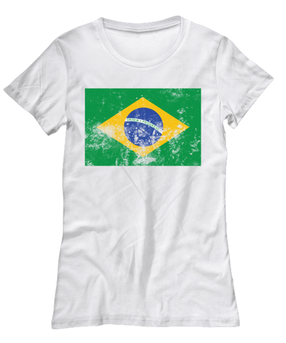 Retro Vintage Style Brazil Brazilian Flag Pride Womens T Shirt Unique Tshirt Cool Woman Tee