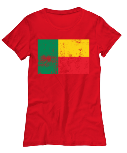 Retro Vintage Style Benin Flag Pride Womens T Shirt Unique Tshirt Cool Woman Tee