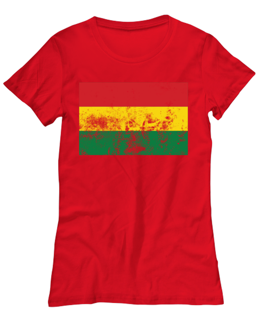 Retro Vintage Style Bolivia Bolivian Flag Pride Womens T Shirt Unique Tshirt Cool Woman Tee