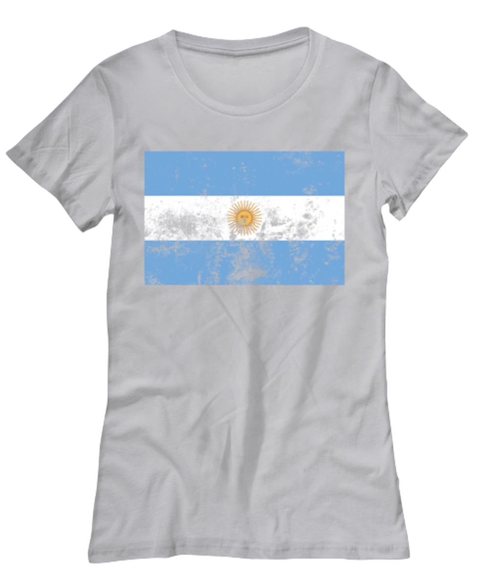 Retro Vintage Style Argentina Argentina Argentine Argentinian Flag Pride Womens T Shirt Unique Tshirt Cool Woman Tee