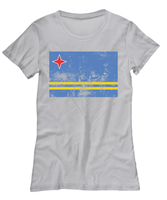 Retro Vintage Style Aruba Aruban Flag Pride Womens T Shirt Unique Tshirt Cool Woman Tee