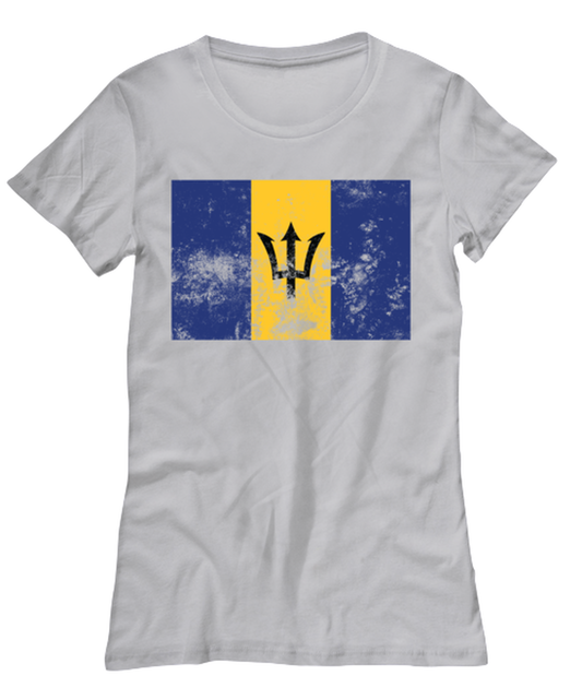 Retro Vintage Style Barbados Barbadian Flag Pride Womens T Shirt Unique Tshirt Cool Woman Tee