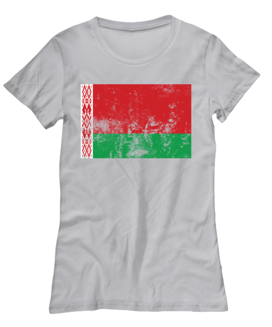 Retro Vintage Style Belarus Belarusian Flag Pride Womens T Shirt Unique Tshirt Cool Woman Tee