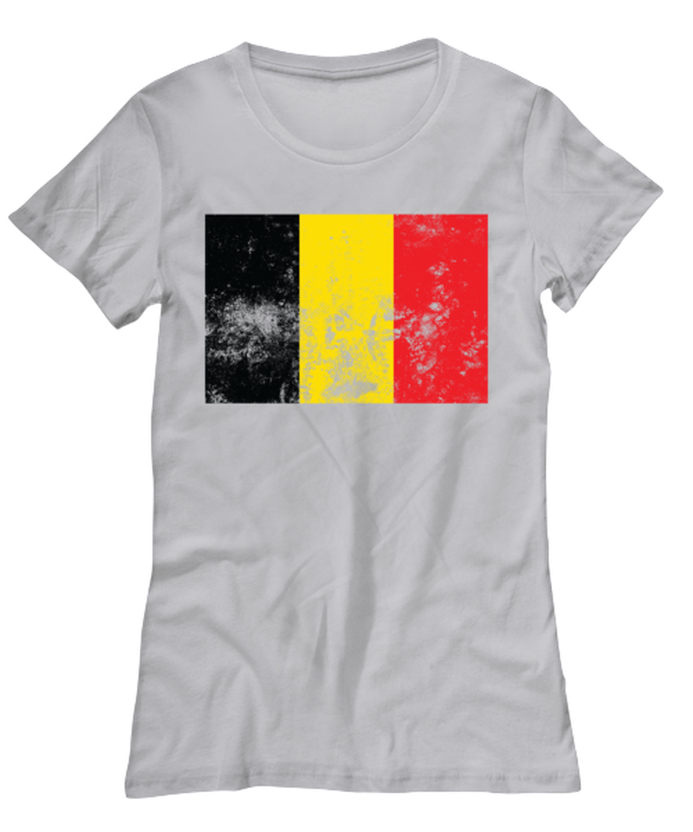 Retro Vintage Style Belgium Belgian Flag Pride Womens T Shirt Unique Tshirt Cool Woman Tee