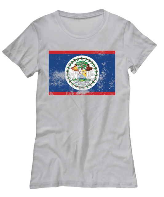 Retro Vintage Style Belize Belizean Flag Pride Womens T Shirt Unique Tshirt Cool Woman Tee