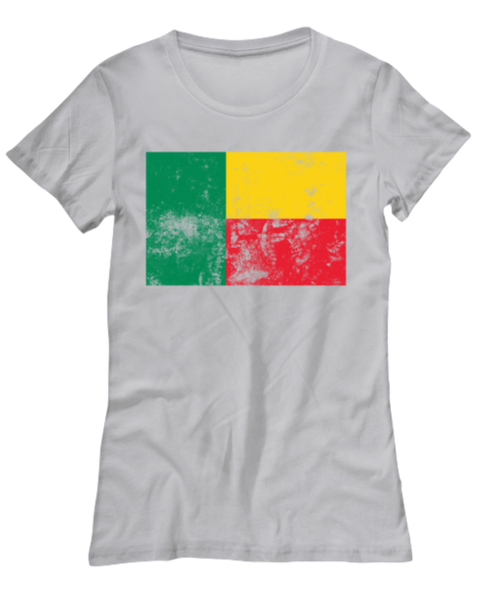 Retro Vintage Style Benin Flag Pride Womens T Shirt Unique Tshirt Cool Woman Tee