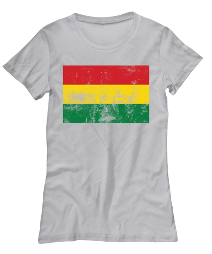 Retro Vintage Style Bolivia Bolivian Flag Pride Womens T Shirt Unique Tshirt Cool Woman Tee