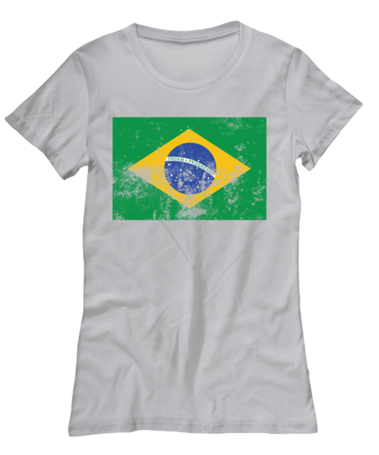 Retro Vintage Style Brazil Brazilian Flag Pride Womens T Shirt Unique Tshirt Cool Woman Tee