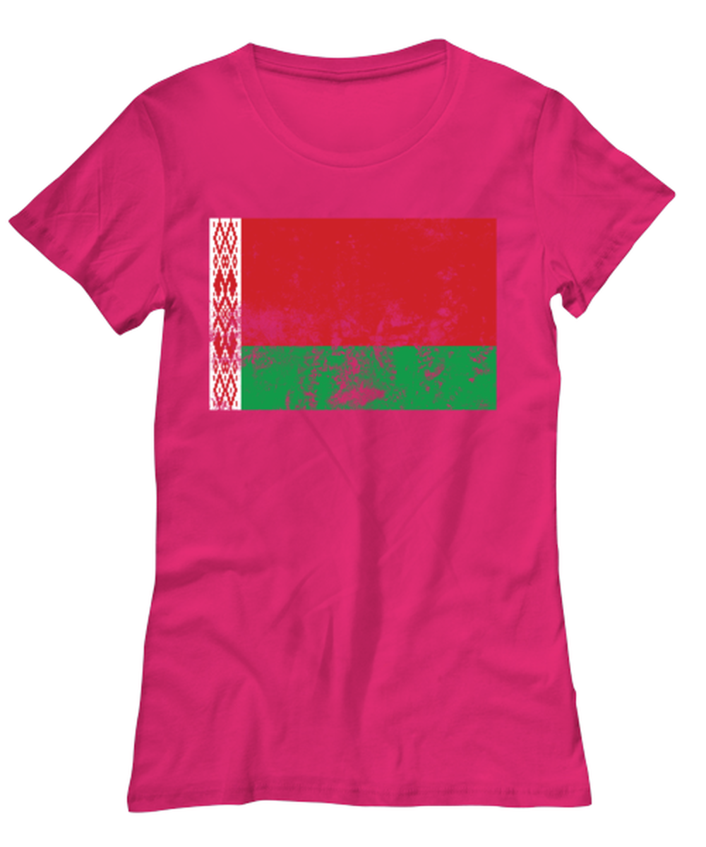 Retro Vintage Style Belarus Belarusian Flag Pride Womens T Shirt Unique Tshirt Cool Woman Tee