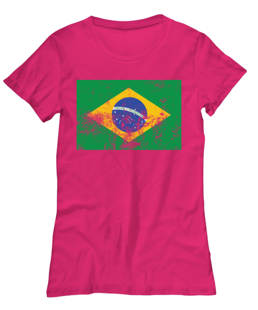 Retro Vintage Style Brazil Brazilian Flag Pride Womens T Shirt Unique Tshirt Cool Woman Tee