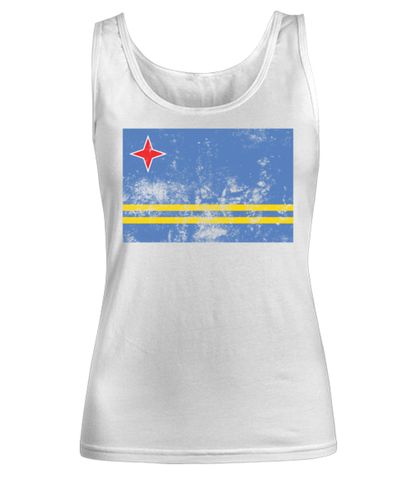 Retro Vintage Style Aruba Aruban Flag Pride Womens Tank Top Shirt Unique Woman Tshirt