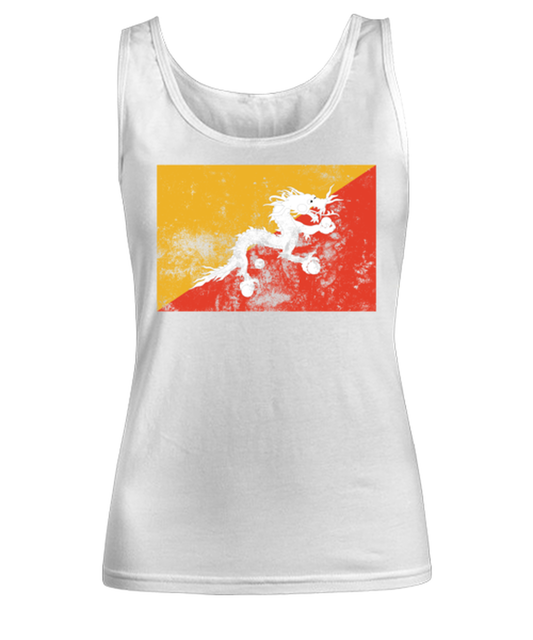 Retro Vintage Style Bhutan Bhutanese Flag Pride Womens Tank Top Shirt Unique Woman Tshirt