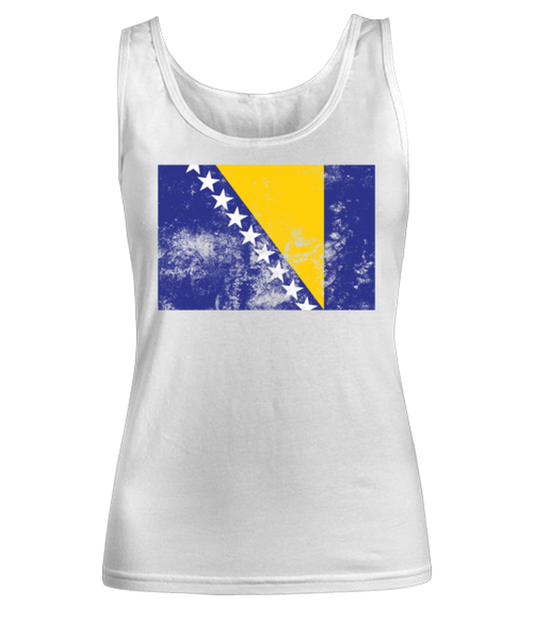 Retro Vintage Style Bosnia Bosnian Flag Pride Womens Tank Top Shirt Unique Woman Tshirt