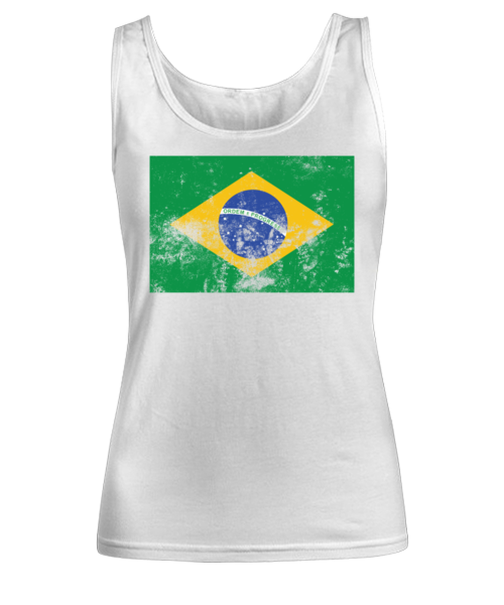 Retro Vintage Style Brazil Brazilian Flag Pride Womens Tank Top Shirt Unique Woman Tshirt