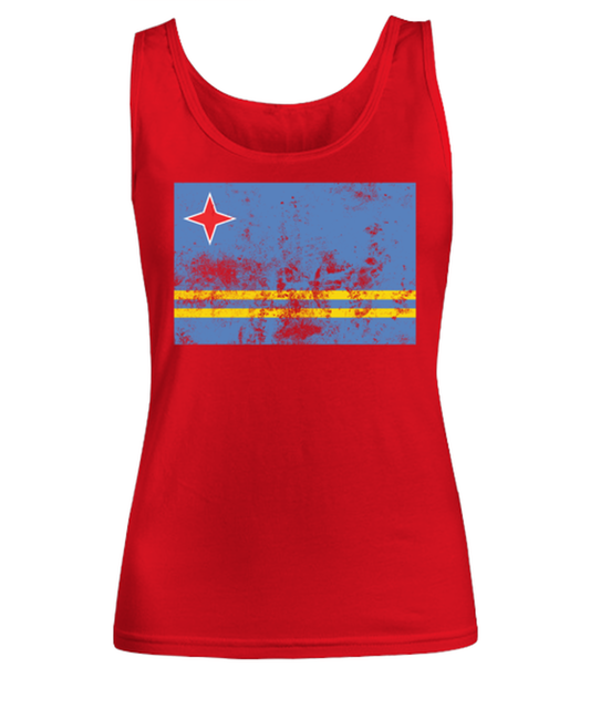 Retro Vintage Style Aruba Aruban Flag Pride Womens Tank Top Shirt Unique Woman Tshirt