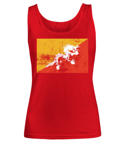 Retro Vintage Style Bhutan Bhutanese Flag Pride Womens Tank Top Shirt Unique Woman Tshirt