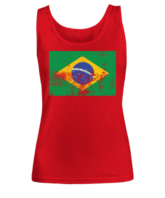 Retro Vintage Style Brazil Brazilian Flag Pride Womens Tank Top Shirt Unique Woman Tshirt