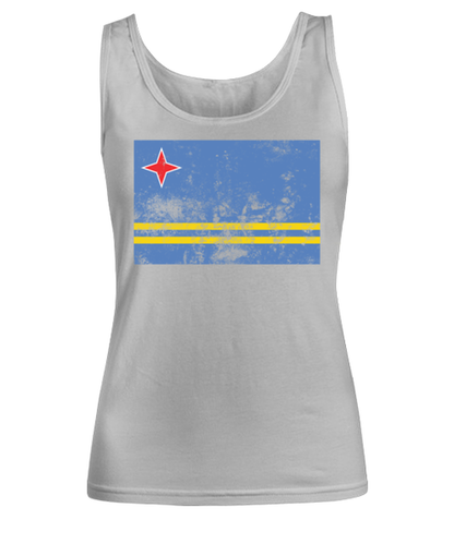 Retro Vintage Style Aruba Aruban Flag Pride Womens Tank Top Shirt Unique Woman Tshirt