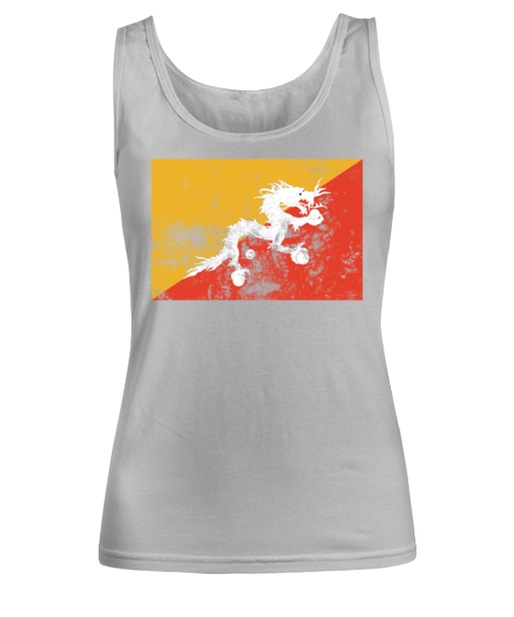 Retro Vintage Style Bhutan Bhutanese Flag Pride Womens Tank Top Shirt Unique Woman Tshirt