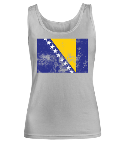 Retro Vintage Style Bosnia Bosnian Flag Pride Womens Tank Top Shirt Unique Woman Tshirt